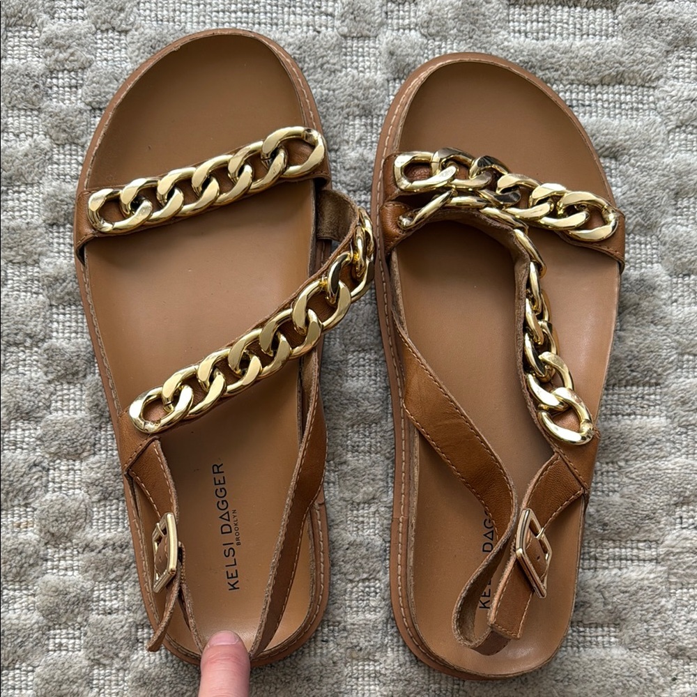 Kelsi Dagger Sandals with Gold Chain